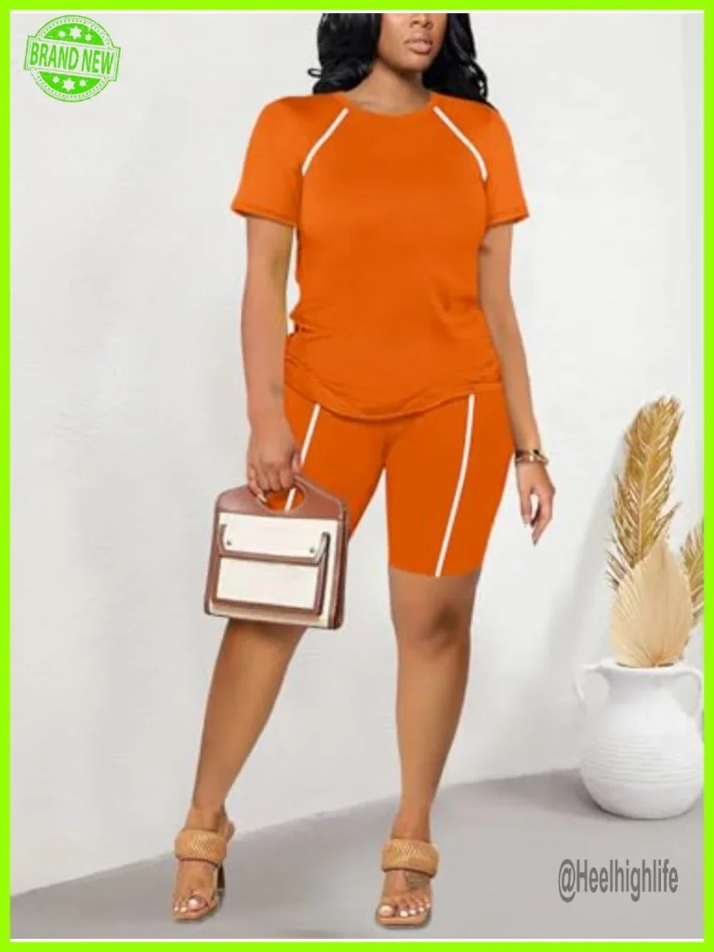 2 Piece Short Sets Classic Striped Summer Casual Short Sleeve T-Shirt and Short
